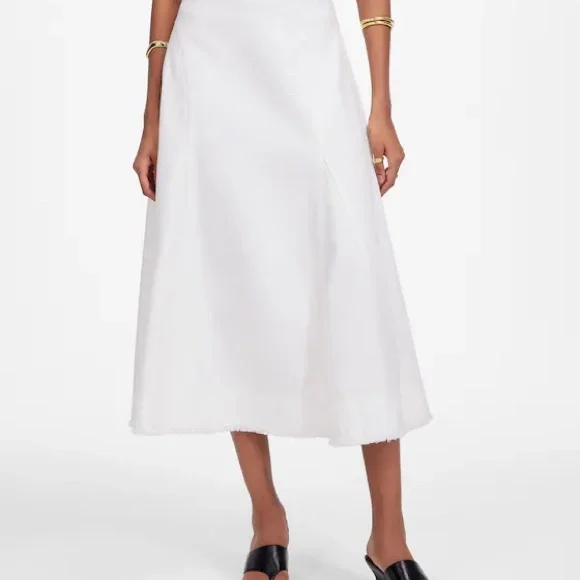 Madewell Denim Fluted Midi Skirt In Tile White Size 26 NWT - Picture 5 of 6